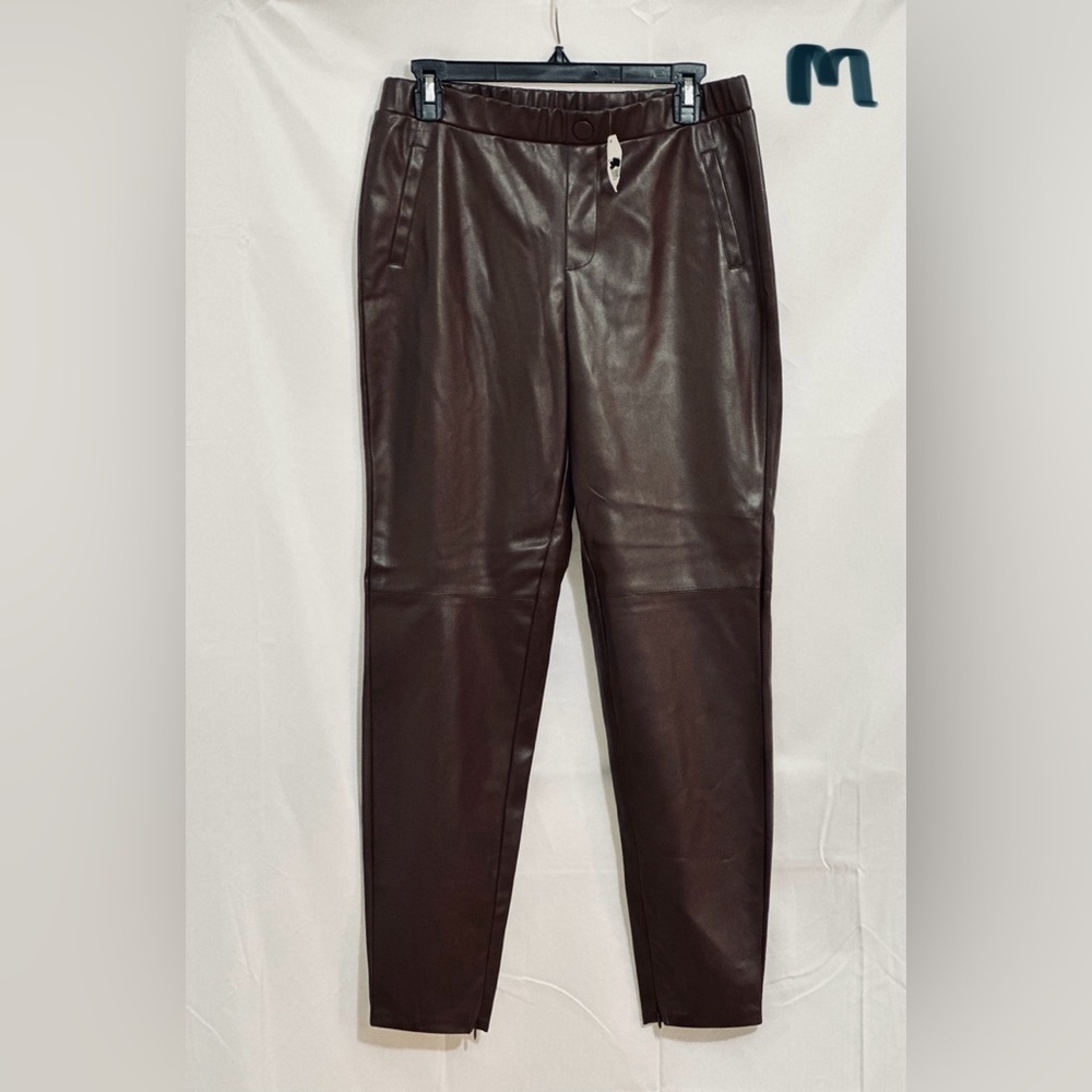 LADIES CATO BROWN PLEATHER PANTS